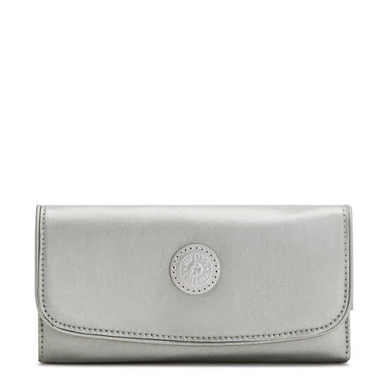 Kipling Money Land Metallic Snap Portefeuille Zilver | België 1430BE